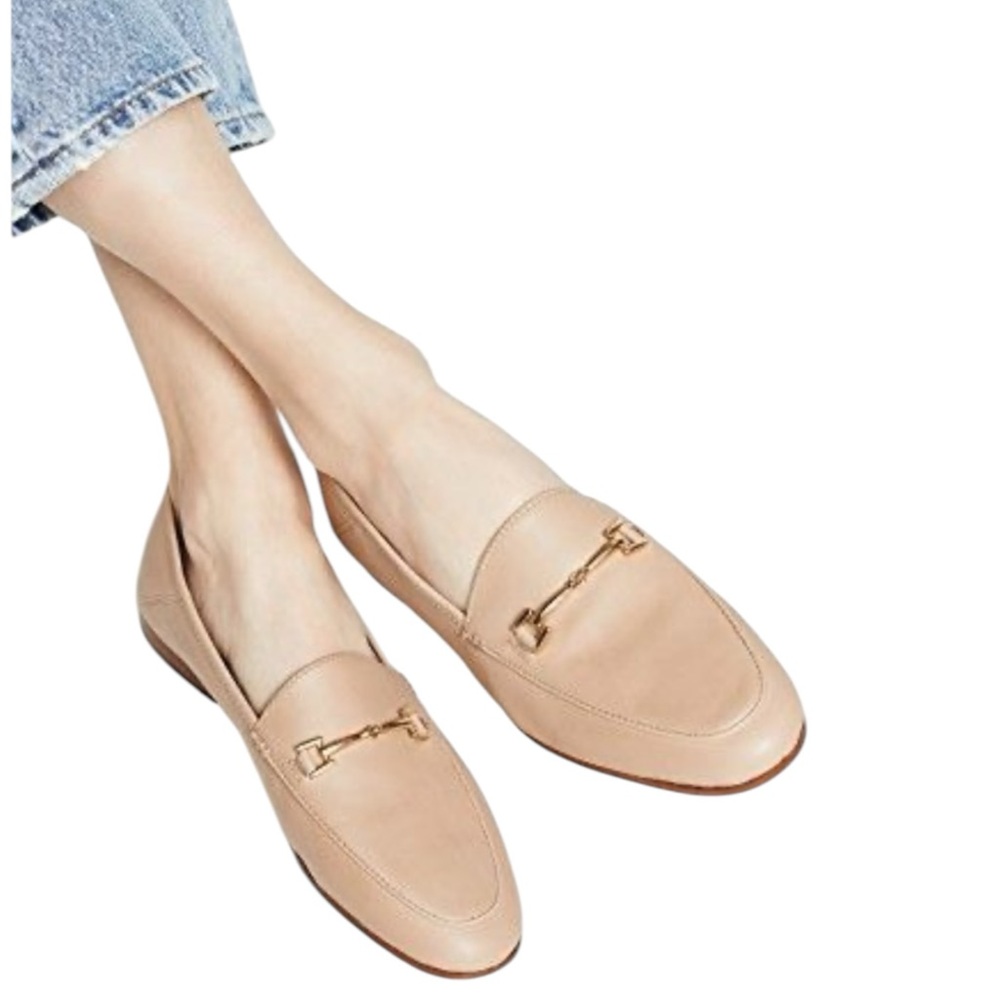 Sam Edelman Loraine Bit Loafer Almond Toe Slip On Leather Nude Flats size 9